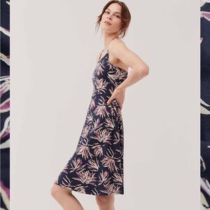Pact French Navy Palm Leaf Shelf Bra Organic Cotton Racerback Tank Dress XXL